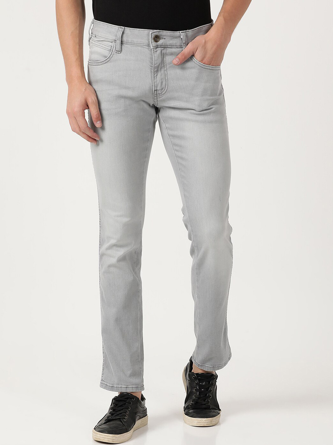 Wrangler Men Grey Skanders Low-Rise Stretchable Cotton Jeans