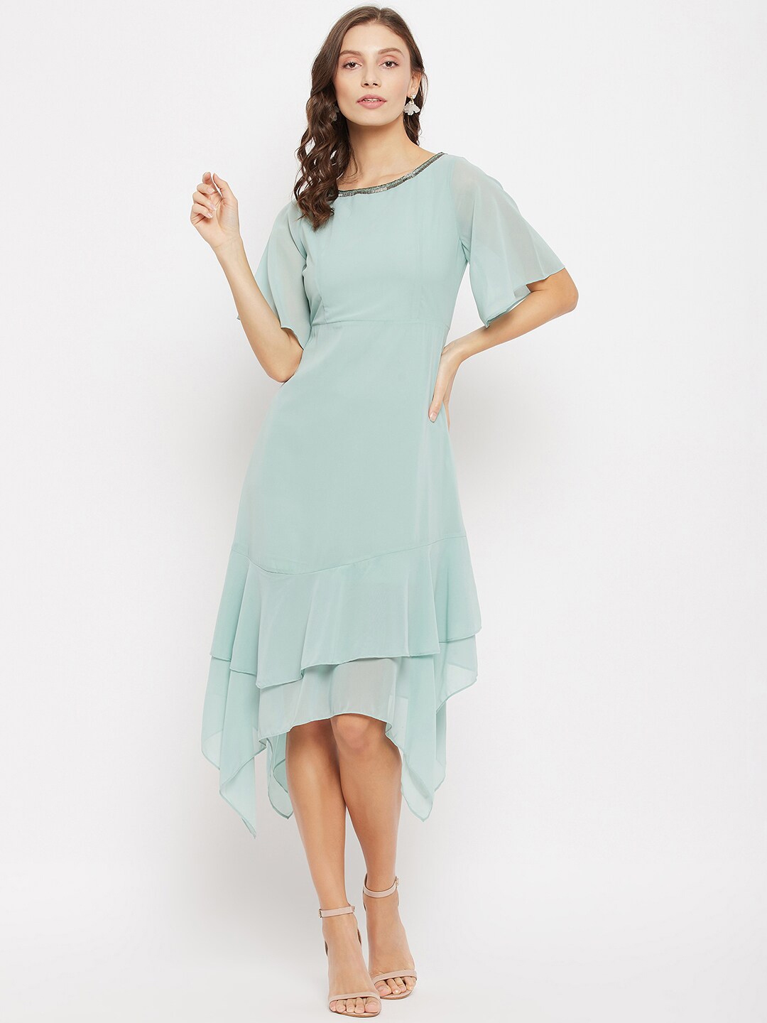 Buy Madame Sea Green A Line Midi Dress Dresses for Women 20903920 Myntra