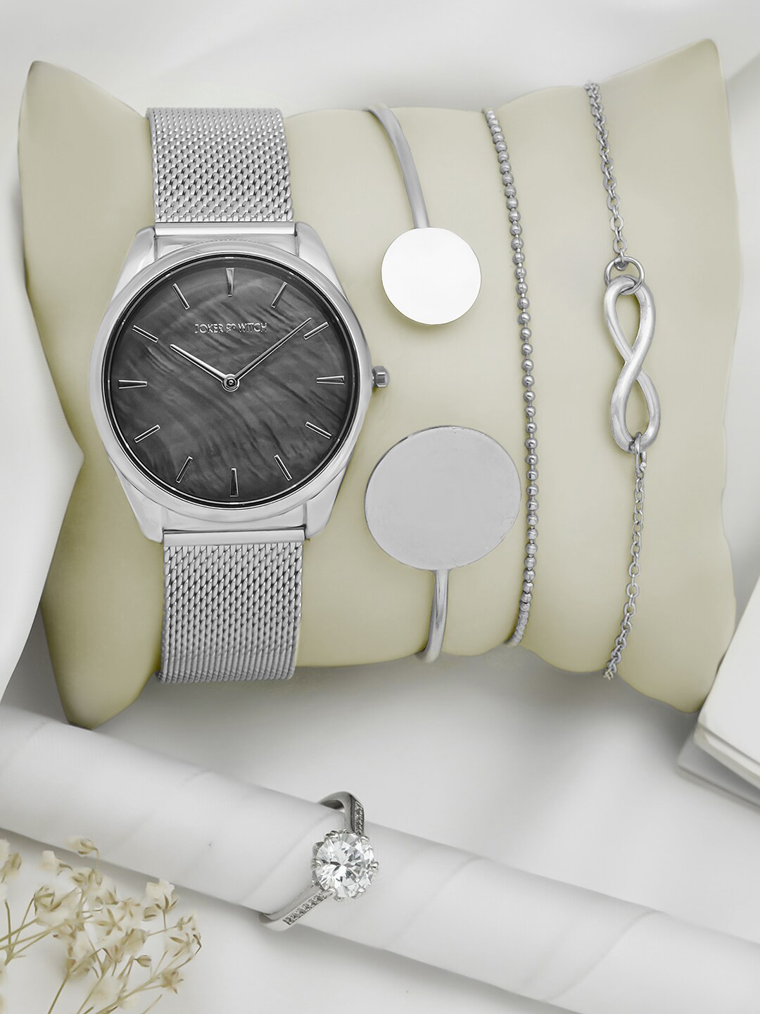 JOKER & WITCH Women Minimal Amp Love Triangle Watch Gift Set JWLT691