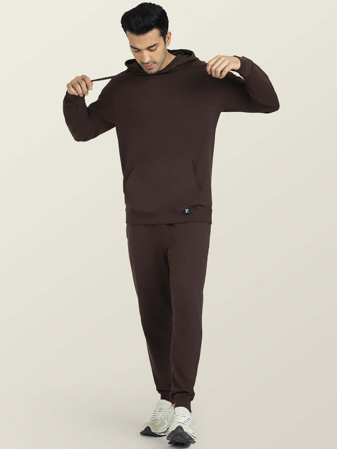 XYXX Men Brown Cruze Hoodie & Joggers Combo Set