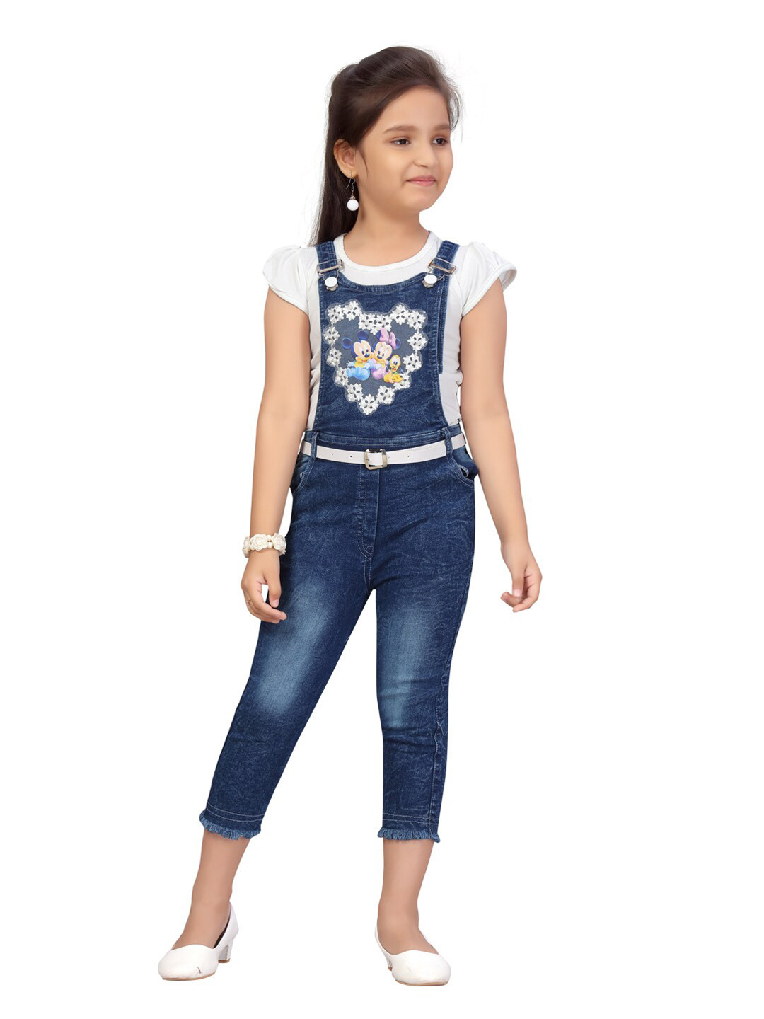 Aarika Girls White & Blue Top with Capris