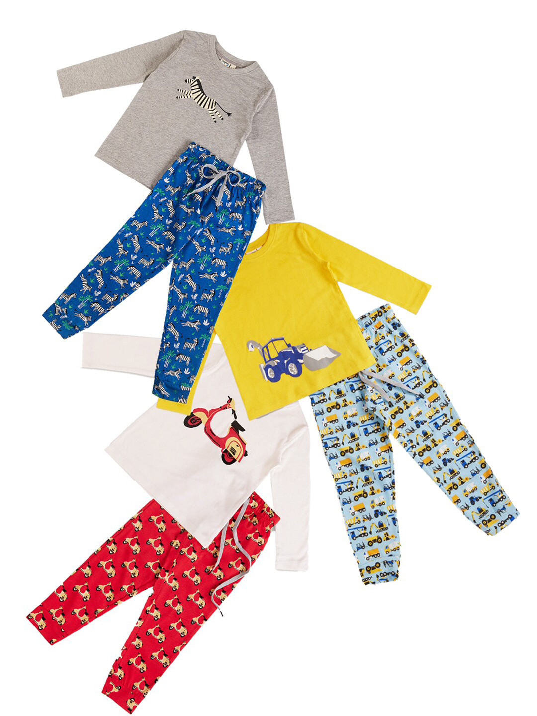 frangipani Boys White & Yellow Printed T-shirt with Pyjamas