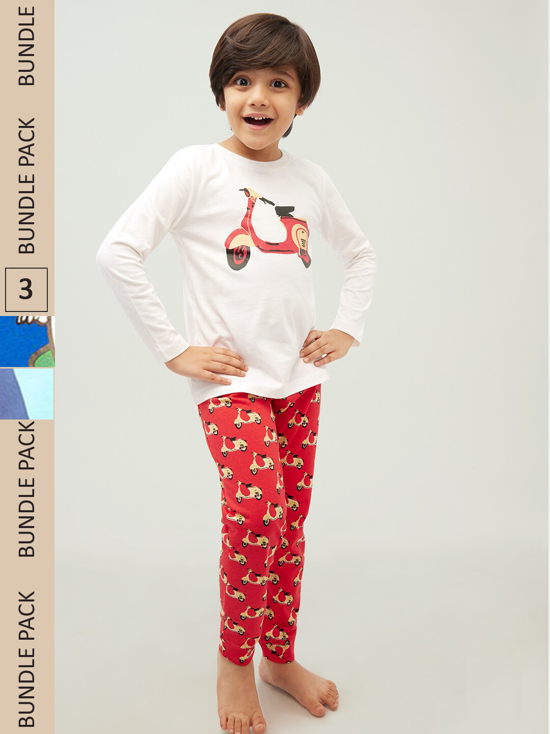 frangipani Boys White & Blue Printed T-shirt with Pyjamas
