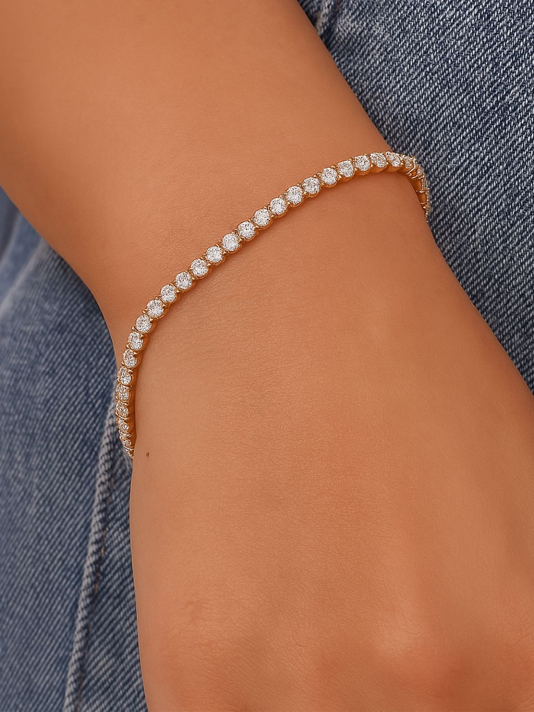 Inaya Women Gold-Toned & White Cubic Zirconia Gold-Plated  Link Bracelet