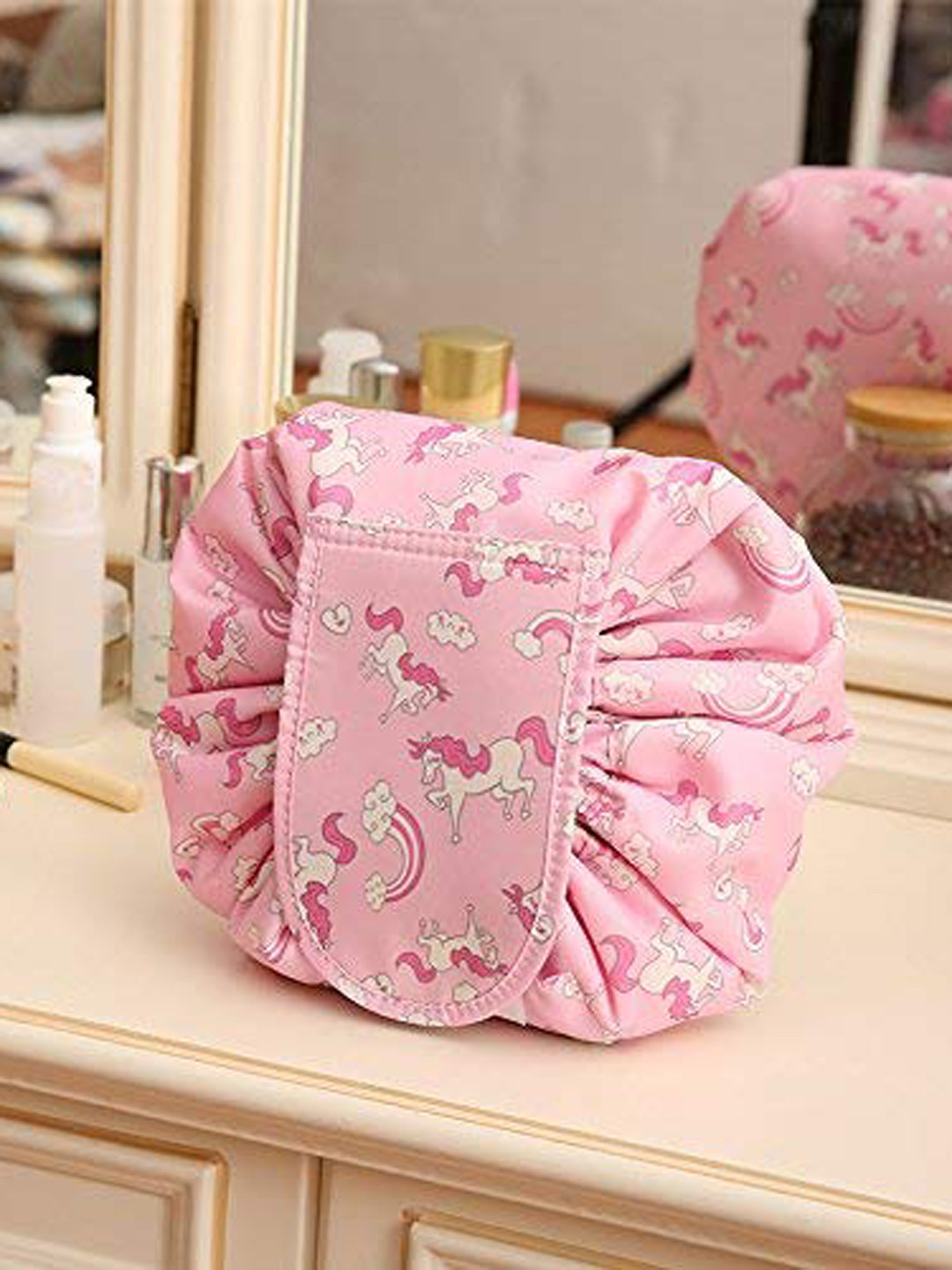 HOUSE OF QUIRK Pink Printed Multi-Utility Organiser Bag
