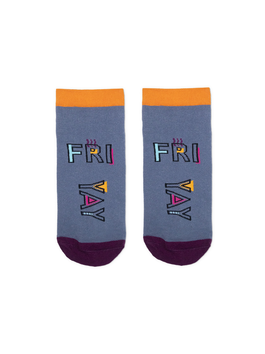 hexafun Grey & Purple Patterned Pure Cotton Ankle-Length Socks