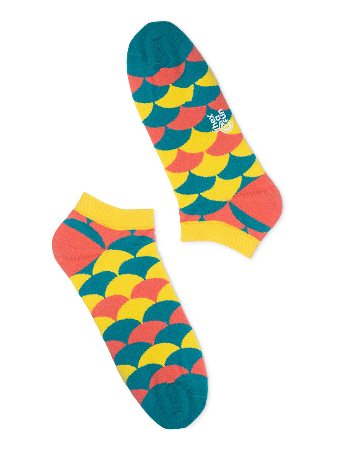 hexafun Yellow & Blue Patterned Ankle-Length Pure Cotton Socks