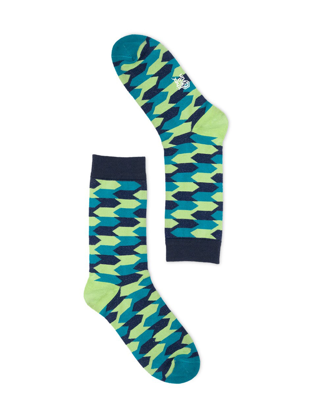 hexafun Blue & Green Patterned Pure Cotton Above Ankle Length Socks