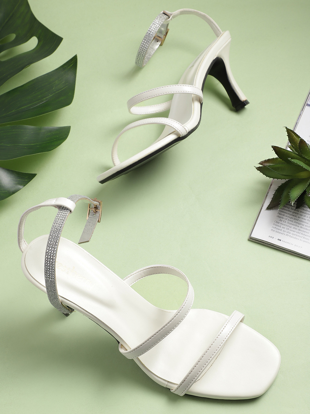 DressBerry Rhinestone Embellished Slim Heels