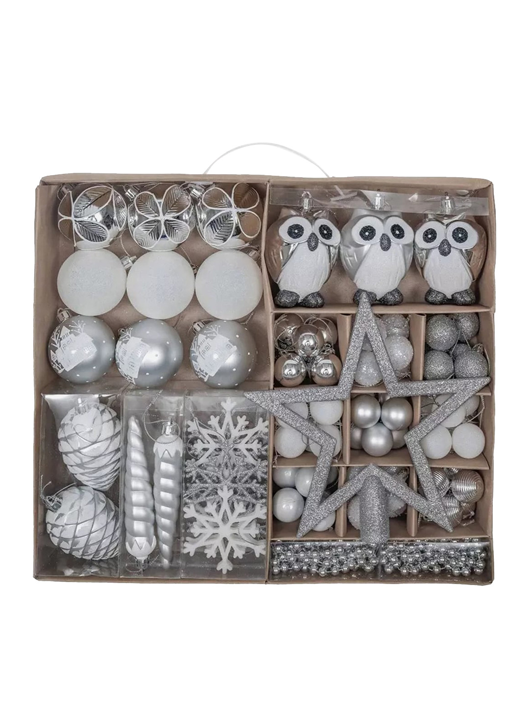 Little Surprise Box LLP Kids Pack Of 90 Pieces Silver-Toned XMas Tree Hanging Ornaments