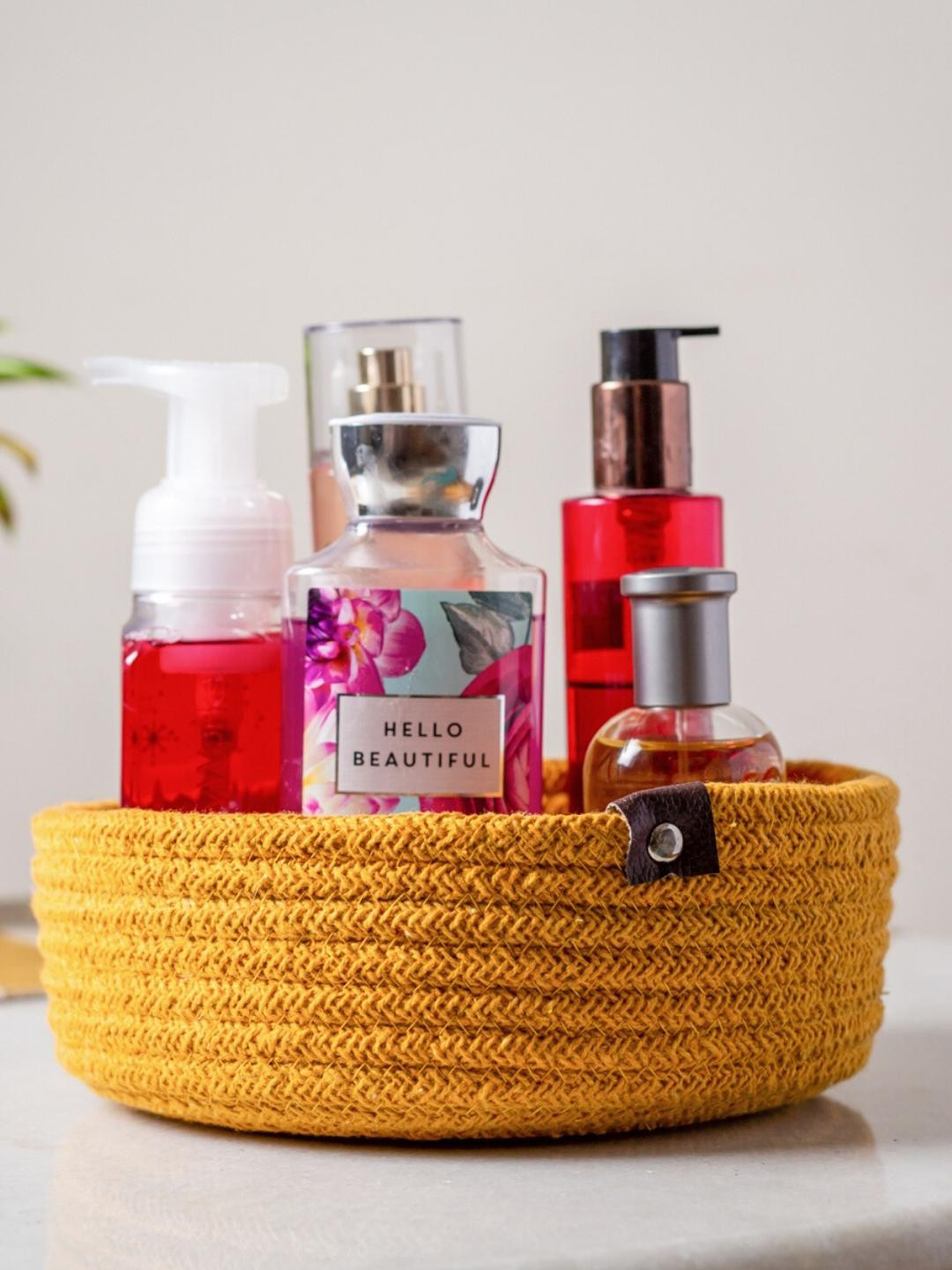 JASMEY HOMES Yellow Textured Storage Basket