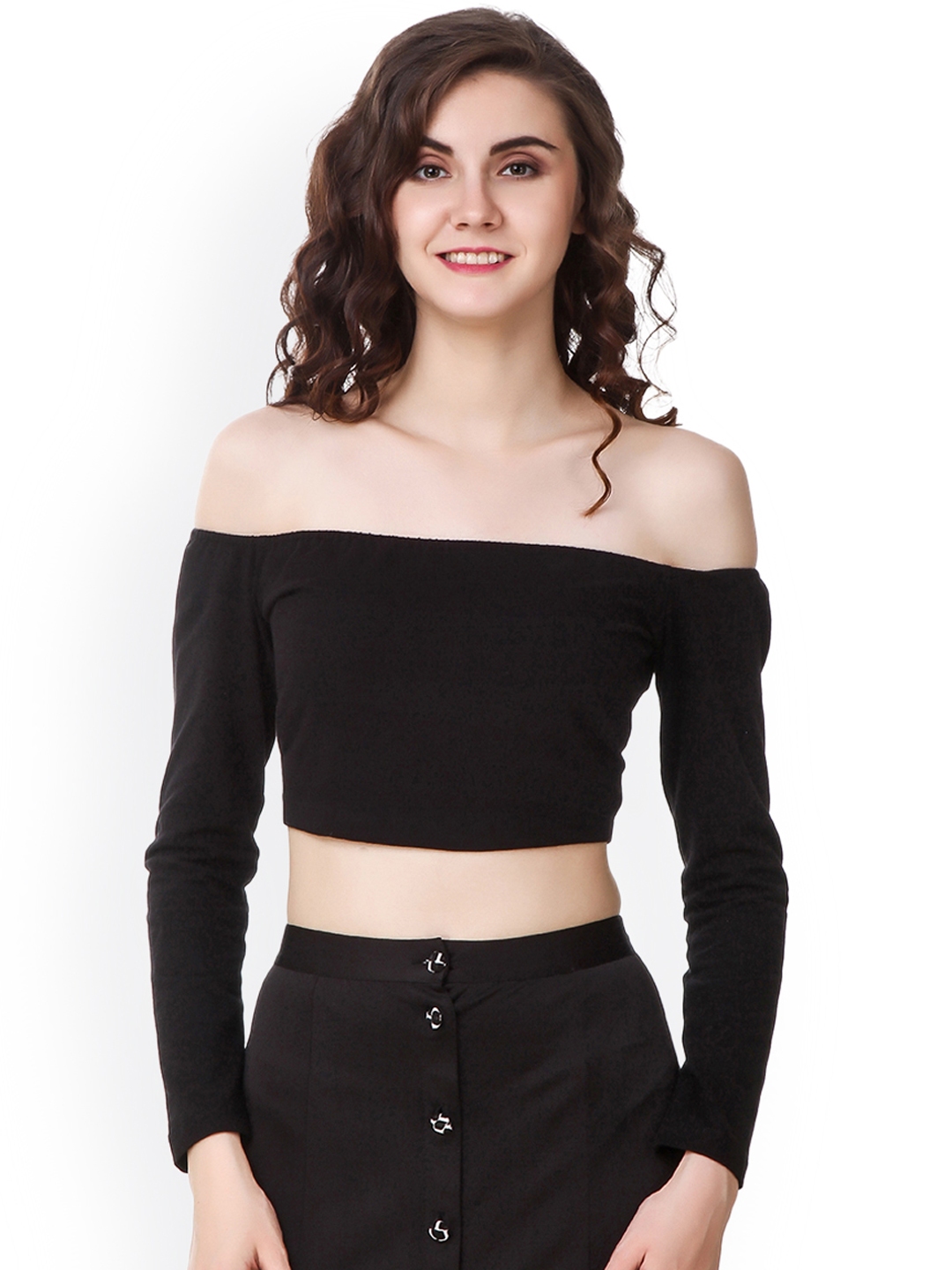 womens black bardot top