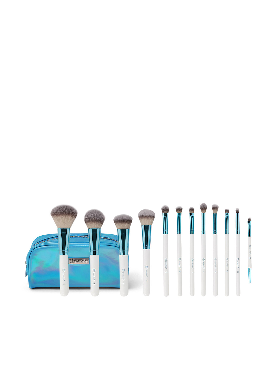 BH COSMETICS 12 Pcs Cruelty-Free Poolside Chic Makeup Brush Set with Makeup Bag