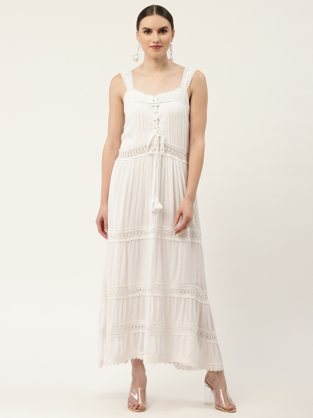 DIVYANK Off White Cotton Maxi Dress