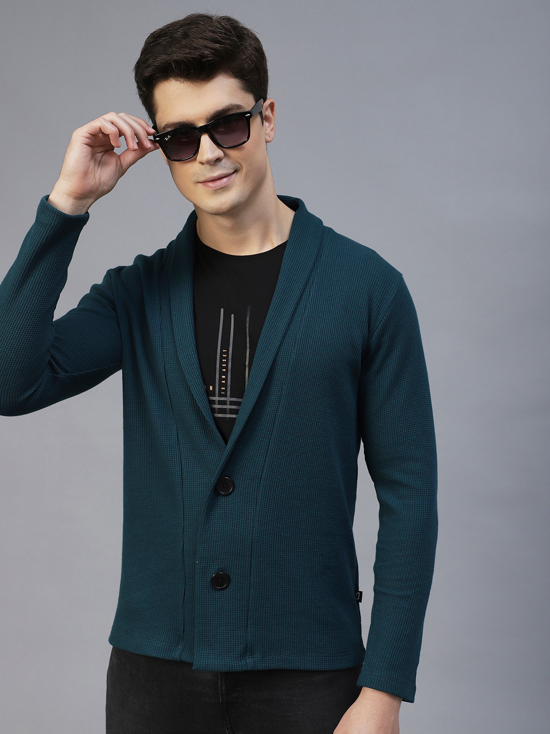 Rigo Men Teal Button Shrug
