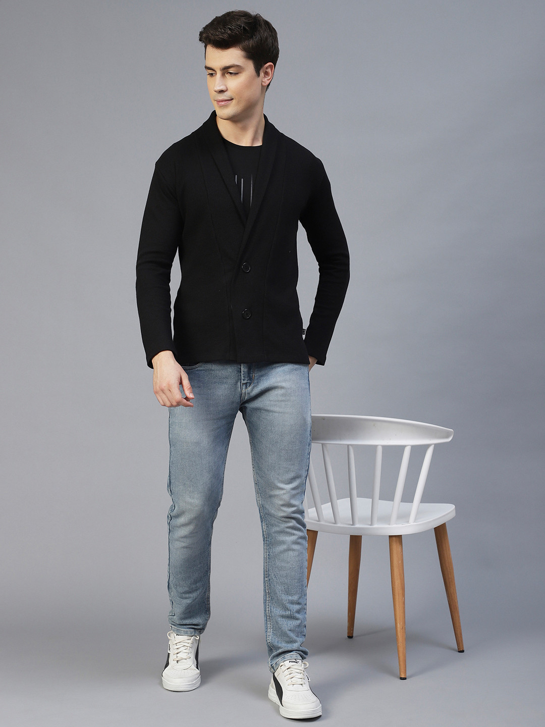 Rigo Men Black Button Shrug