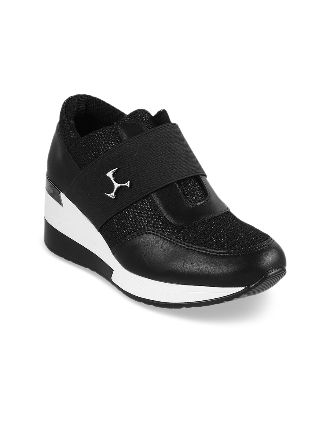 Mochi Women Black Slip-On Sneakers