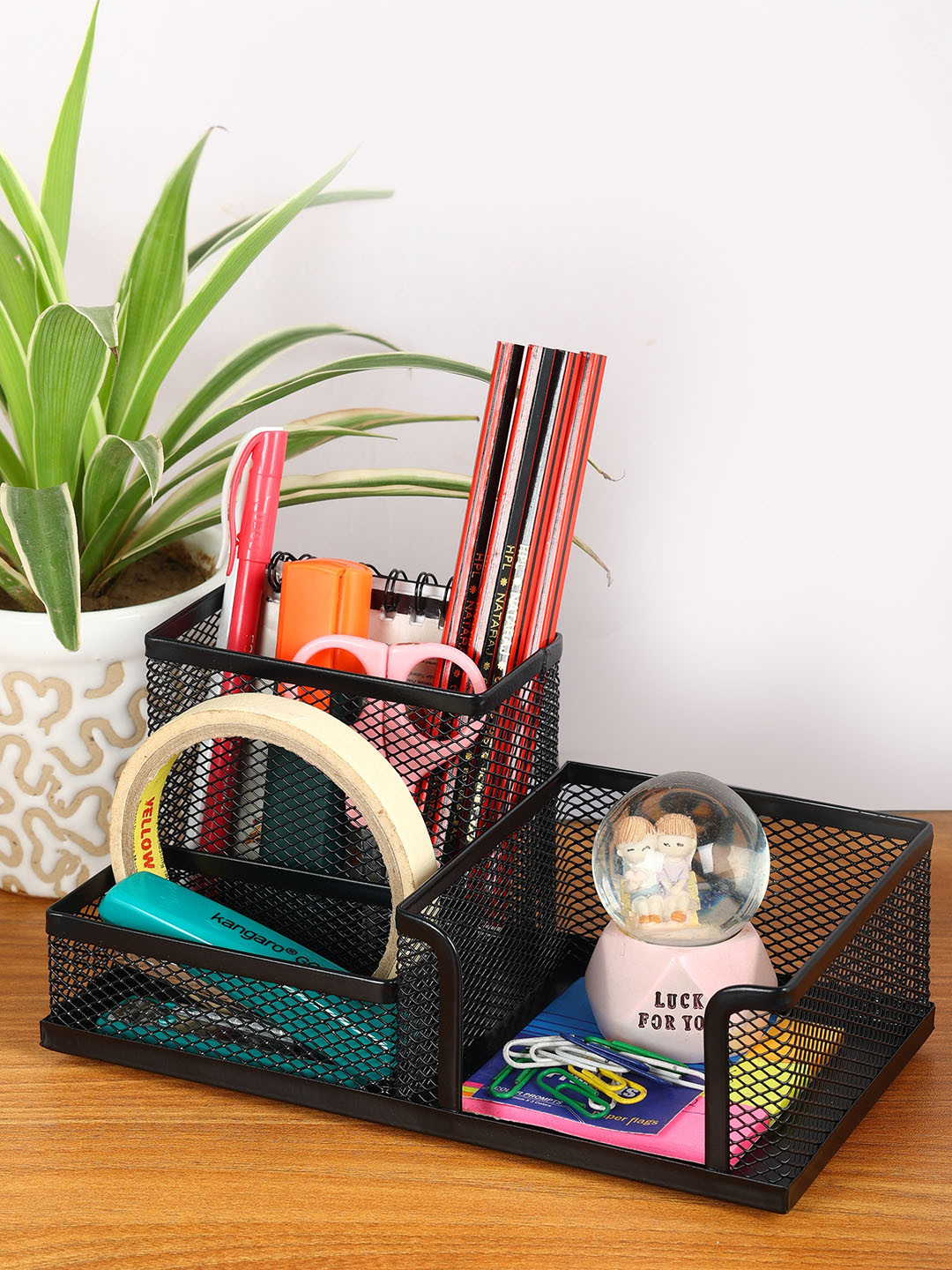 ZEVORA Black Textured Metal Stationery Organizer