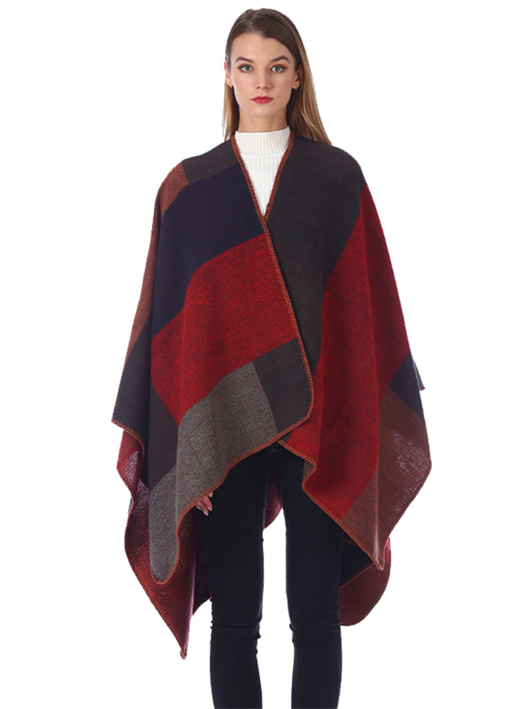 JC Collection Women Red & Black Colourblocked Stole