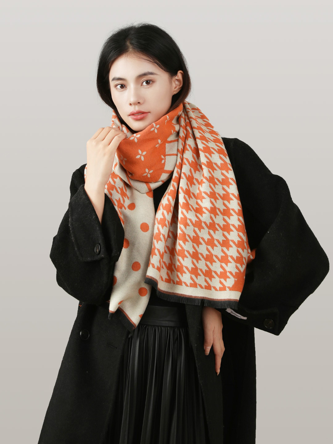 JC Collection Women Orange & White Scarf