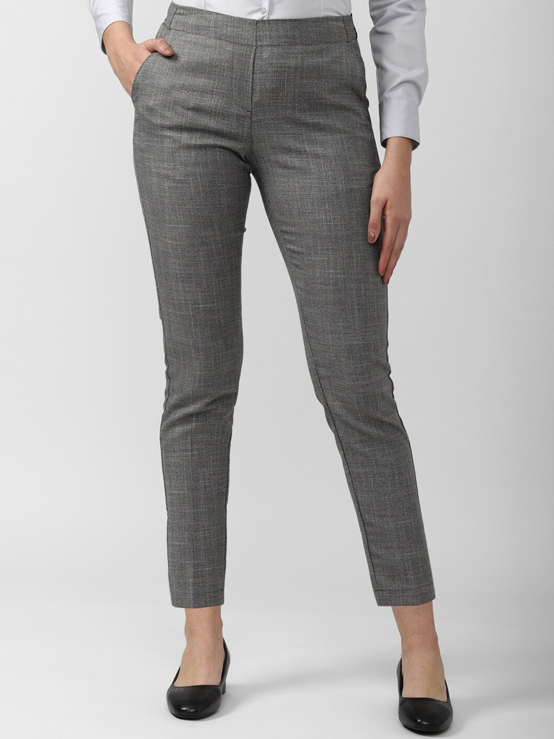 Van Heusen Woman Women Grey Checked Trousers