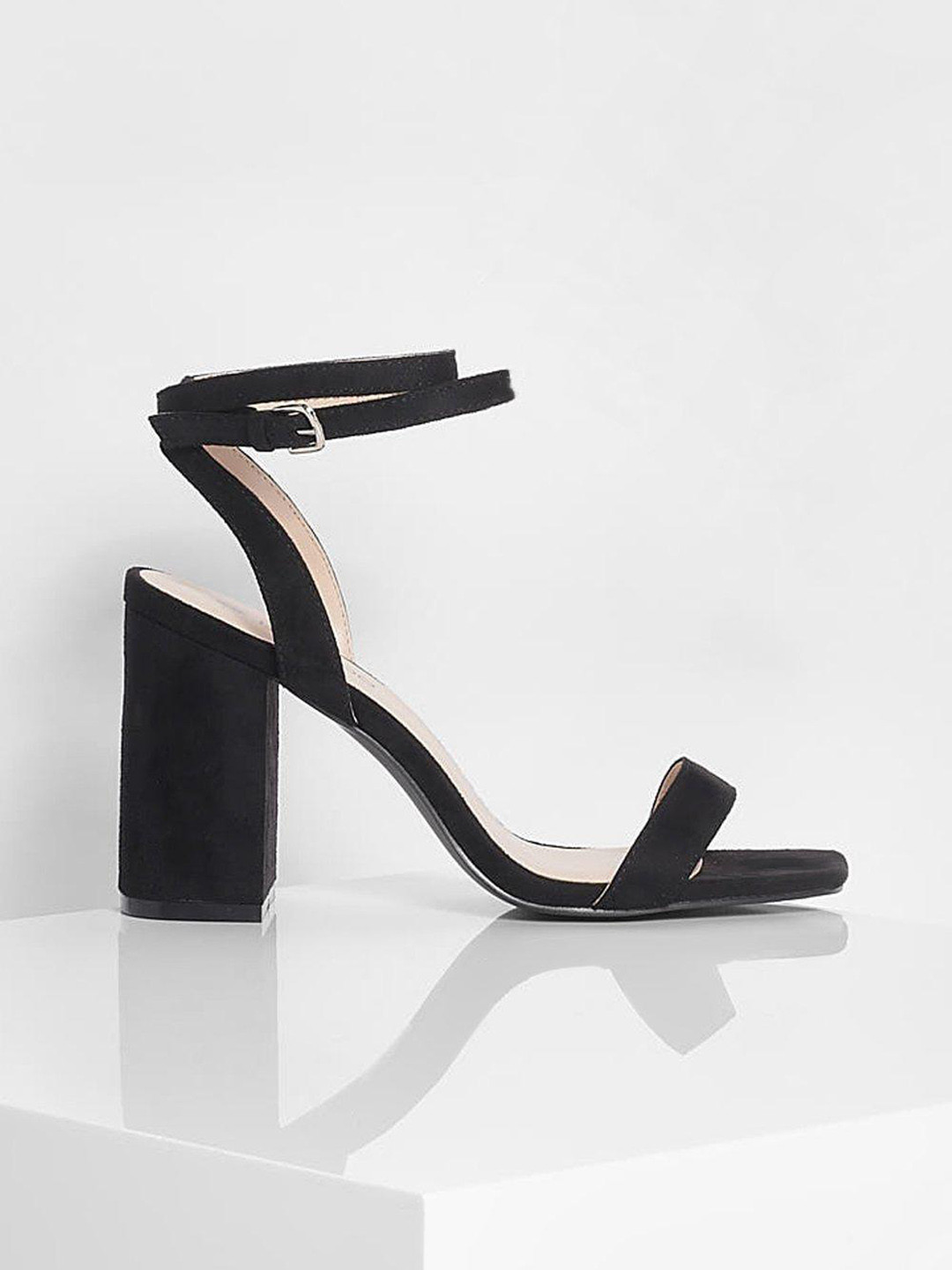 Boohoo Black Mid-Top Block Heels