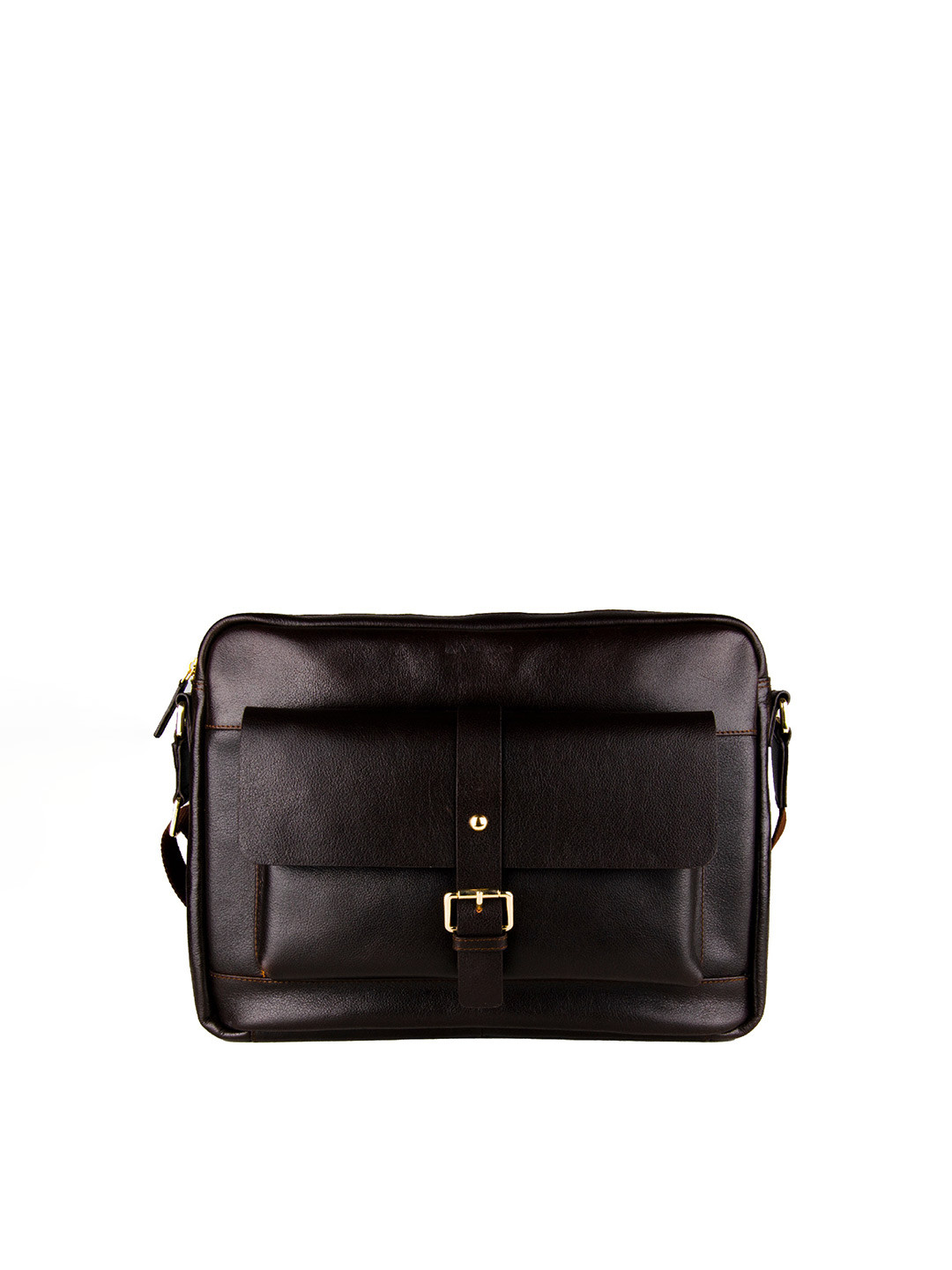 ARCADIO Unisex Coffee Brown Textured Leather Laptop Bag