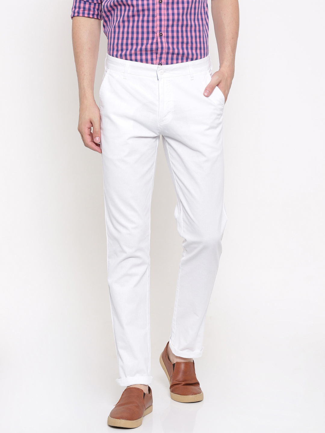 Buy British Club Men White Slim Fit Solid Chinos  Trousers for Men 2092655   Myntra
