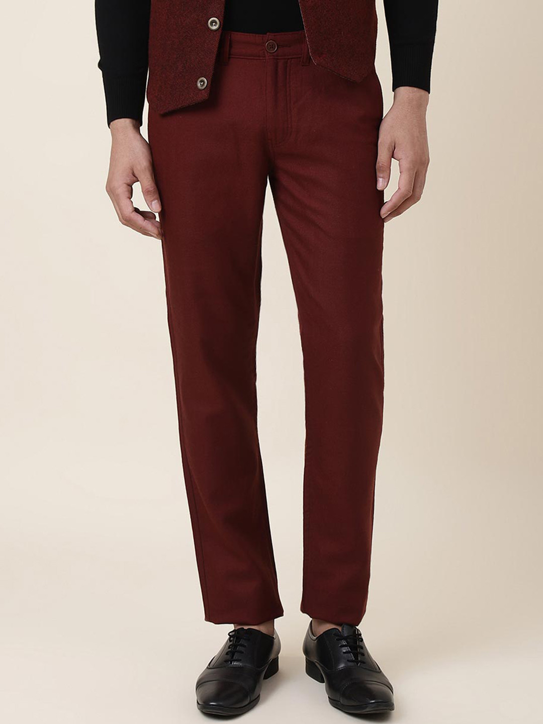 Fabindia Men Burgundy Casual Regular Trousers