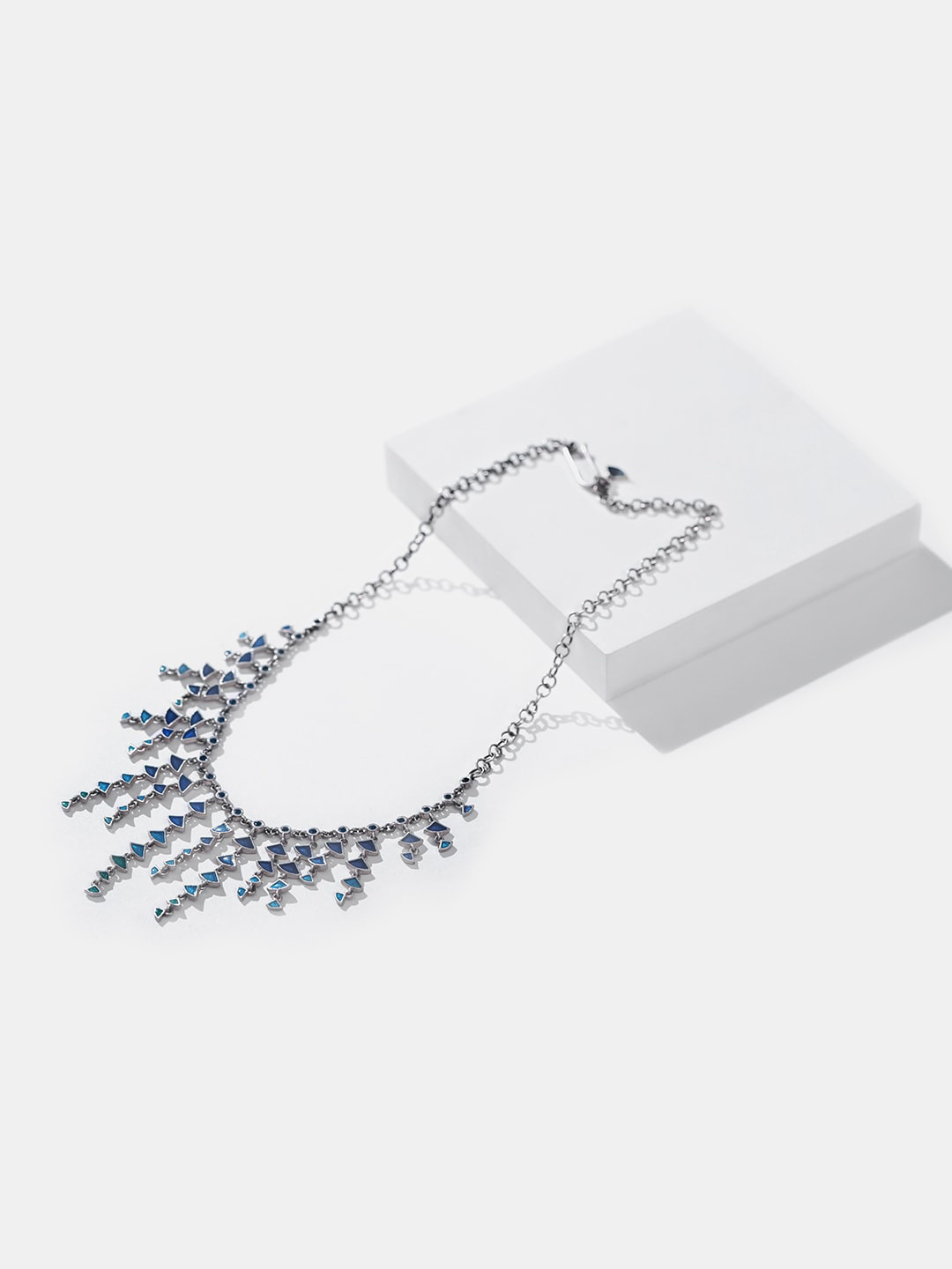 SHAYA Blue & Silver-Toned Sterling Silver Necklace
