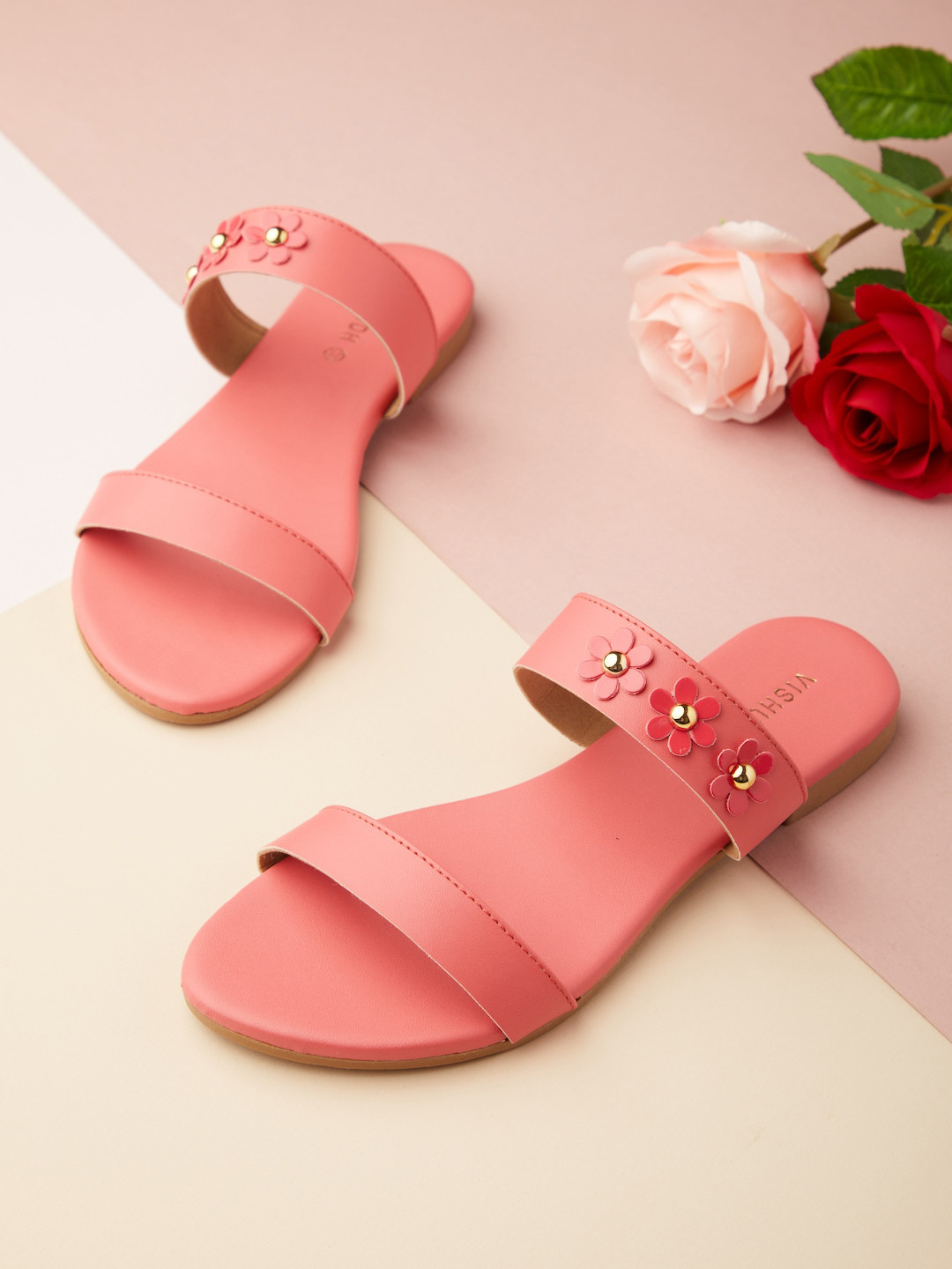 Vishudh Women Coral Open Toe Flats