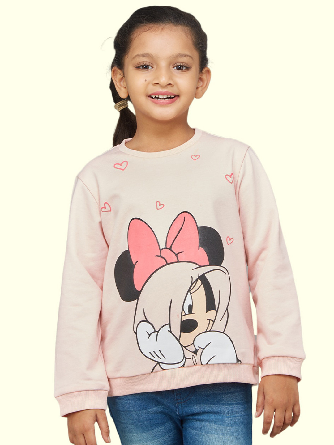 Zalio Girls Pink Minnie Mouse Printed Sweatshirt