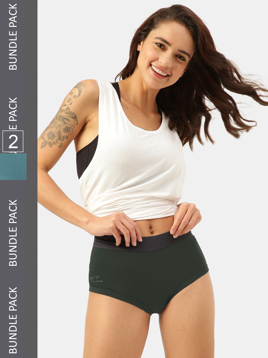 FREECULTR Women Pack Of 2 Antibacterial BoxerStyle Briefs