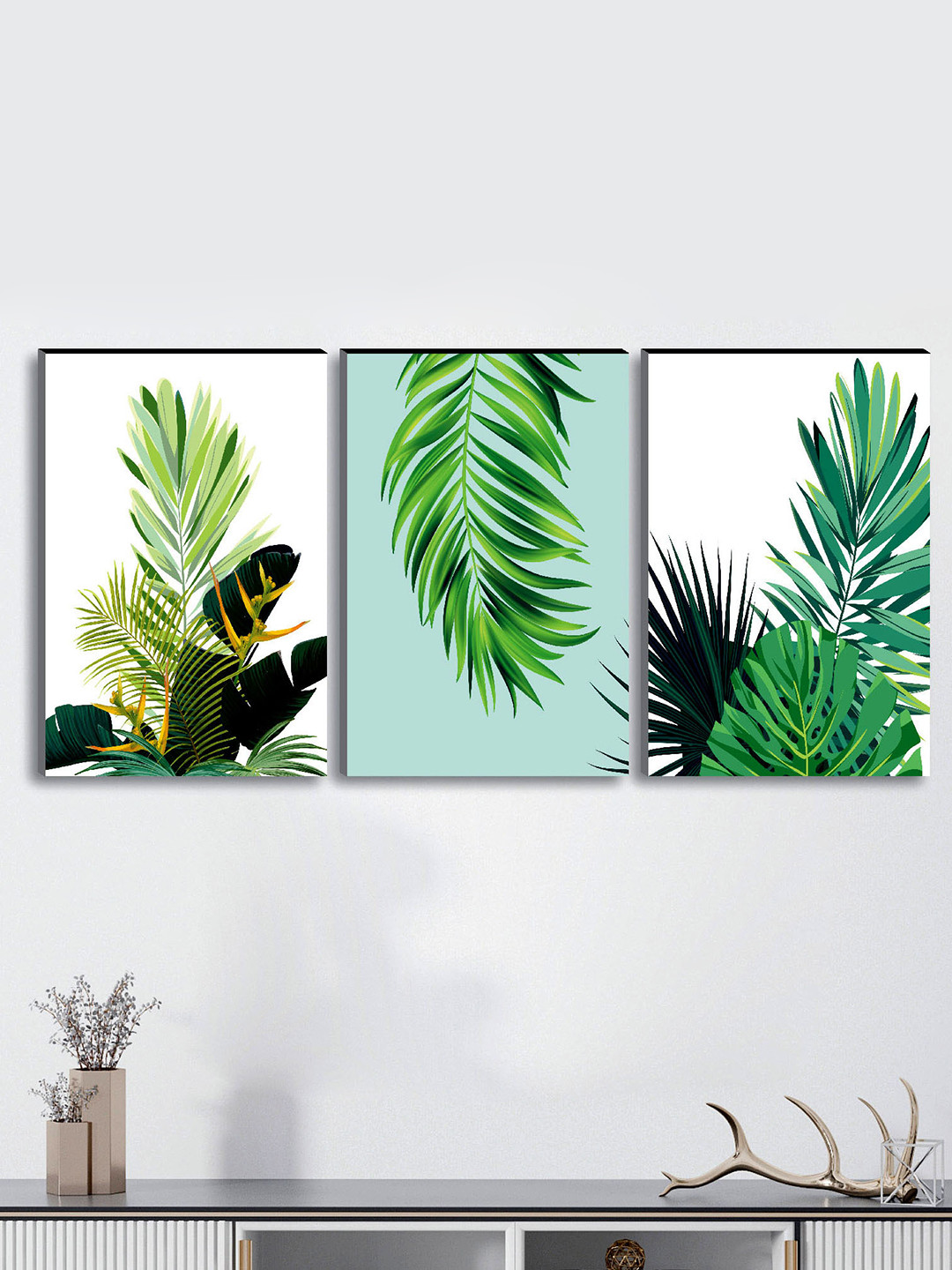 SAF Modern Art MDF 3 Piece Wall Rectangle Photographs Wall Art - 18 x 36In