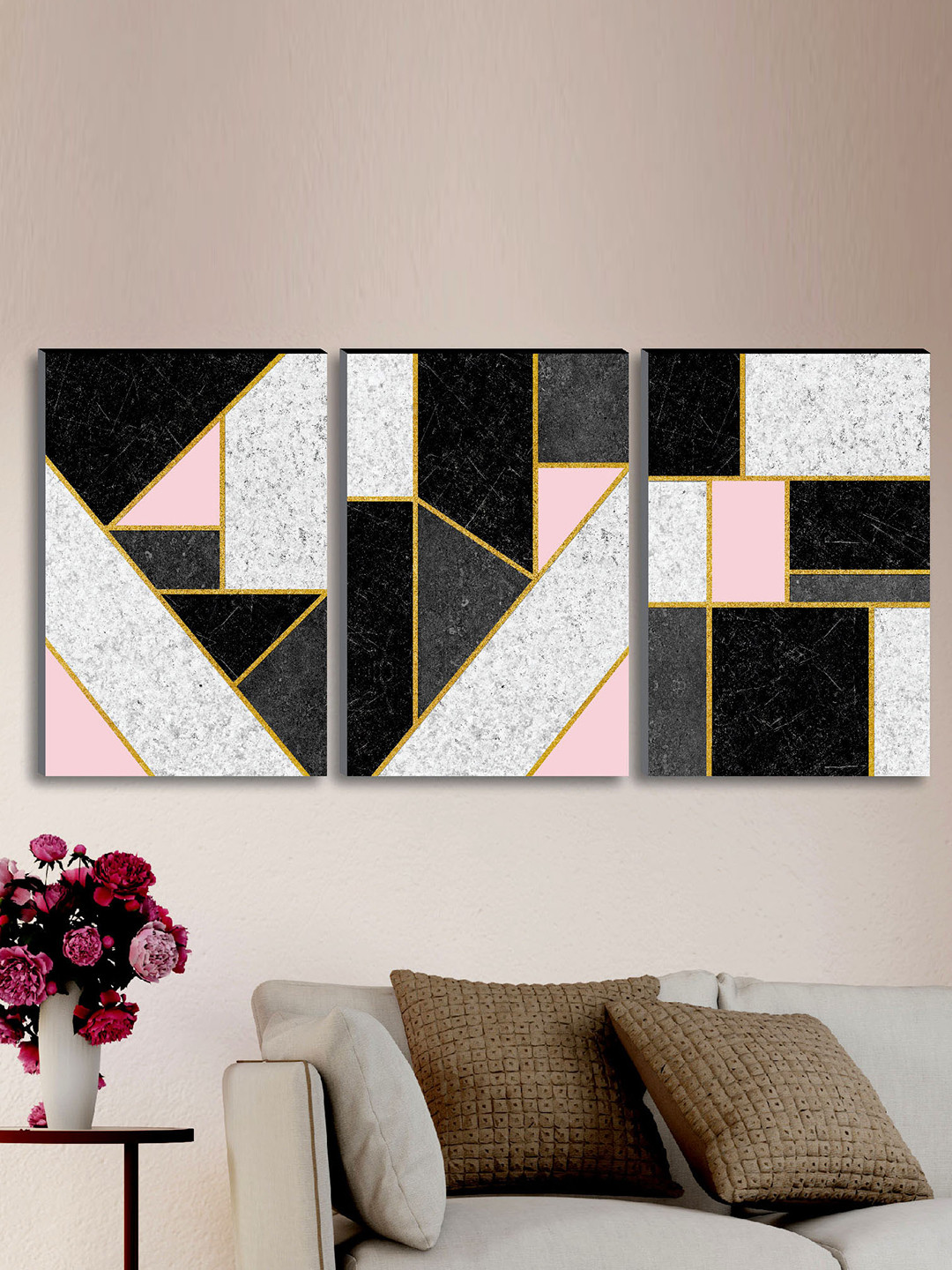 SAF Set of 3 Modern Art Large Panel UV Textured Wall Art