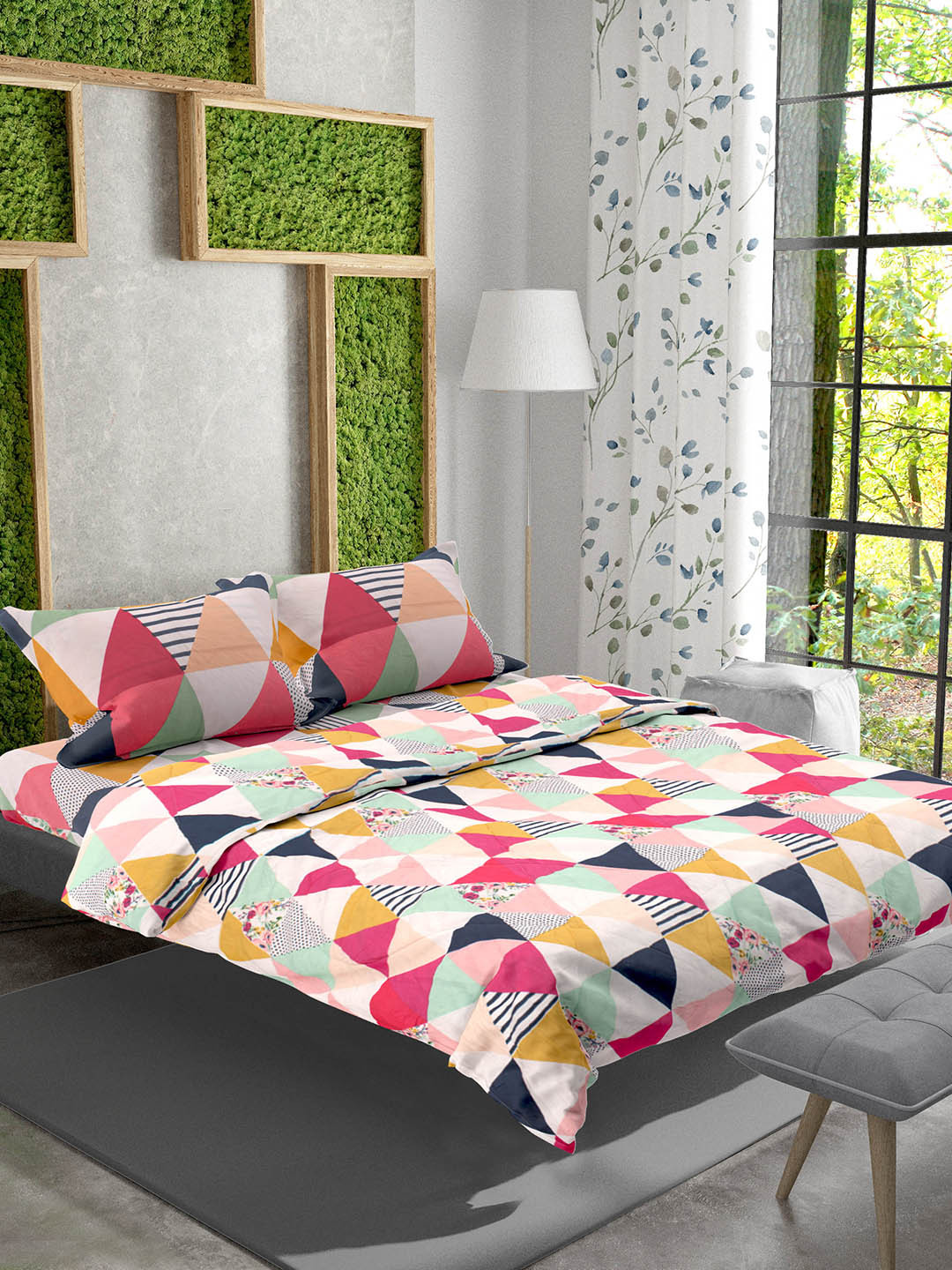 AAZEEM Pink Floral Printed Double Queen Bedding Set
