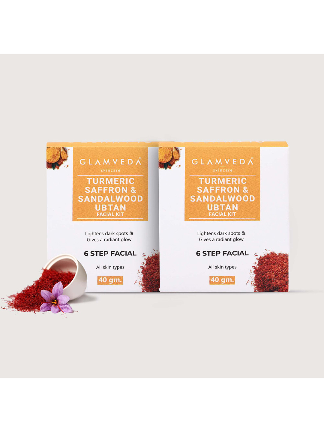GLAMVEDA Turmeric saffron & Sandalwood Set Of 2 Ubtan Facial kit 40gm Each