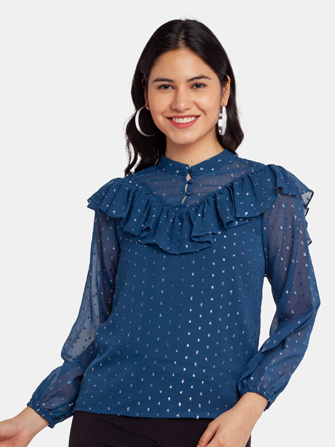 Zink London Blue Print Top