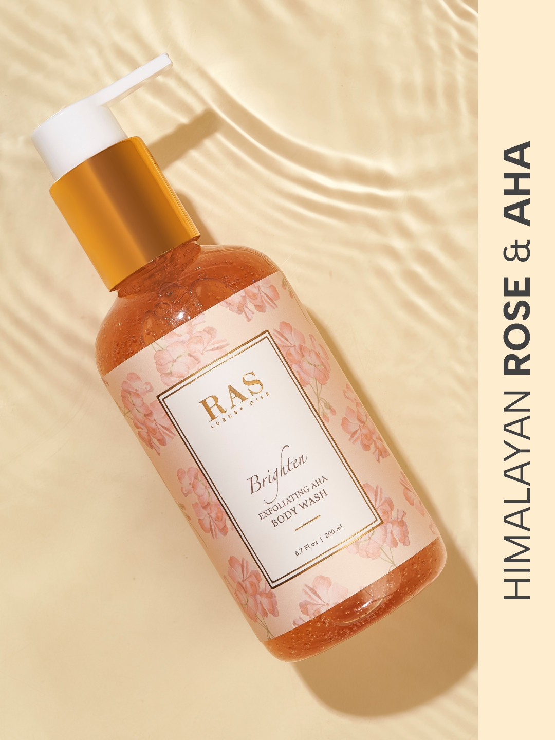 RAS LUXURY OILS Sulphate Free Brighten Exfoliating AHA Body Wash with Orange Peel - 200 ml