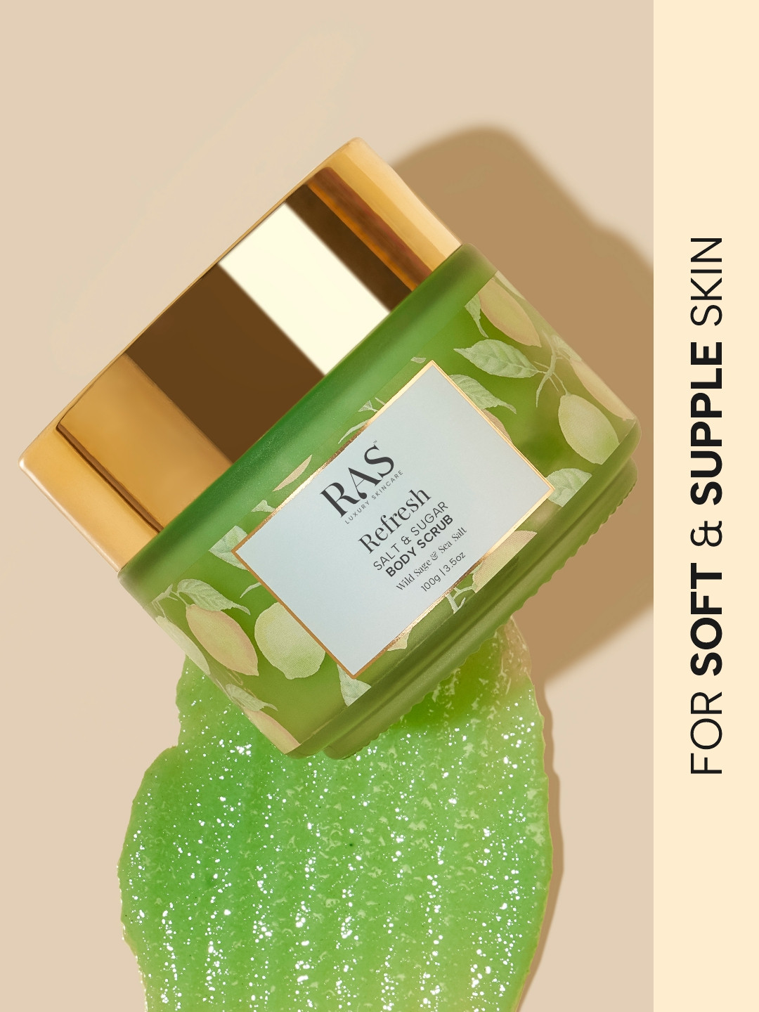 RAS LUXURY OILS Refresh Salt & Sugar Body Scrub with Mint & Wild Sage - 100 g