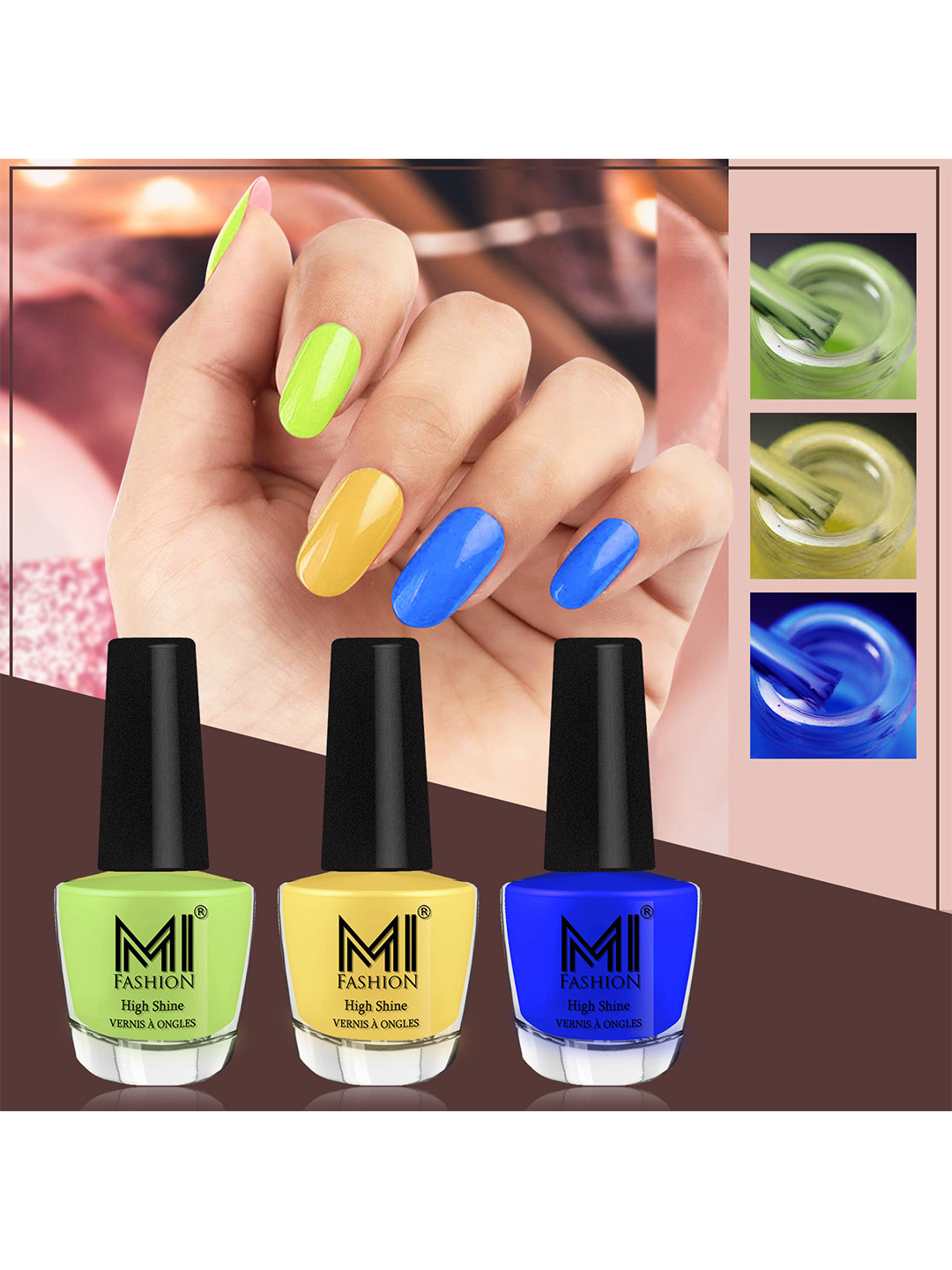MI FASHION Vernis A Ongles Set Of 3 Bang On High Shine Long Stay Nail Polishes 12ml each