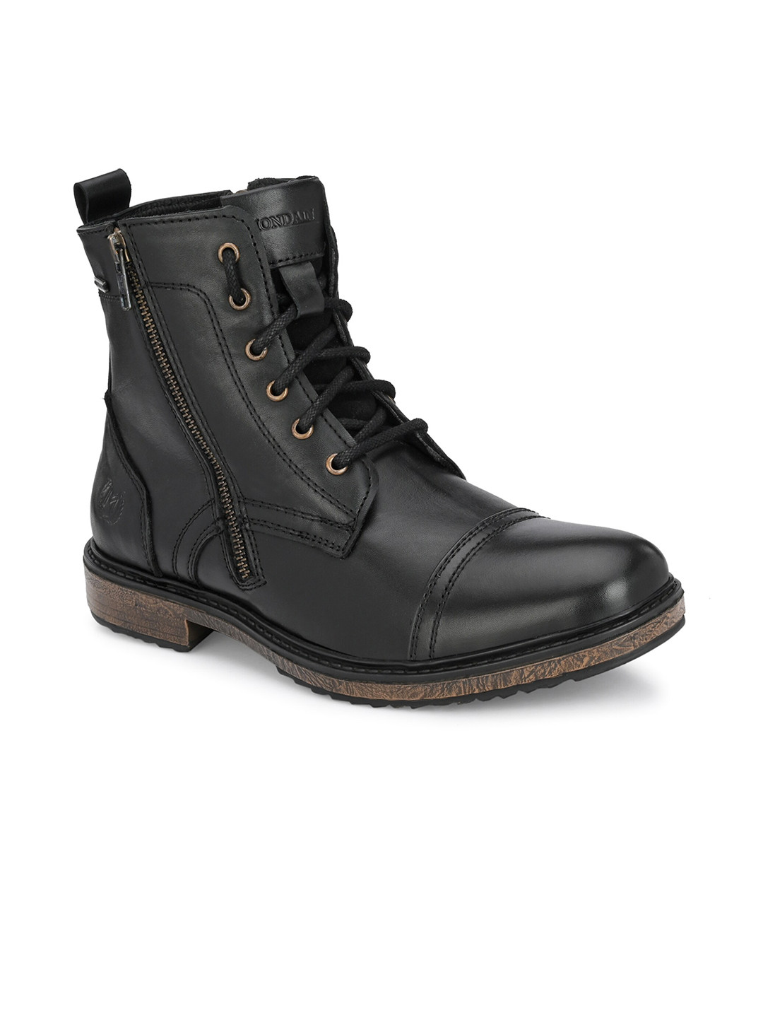 MONDAIN Men Black Mid-Top Casual Chelsea Boots