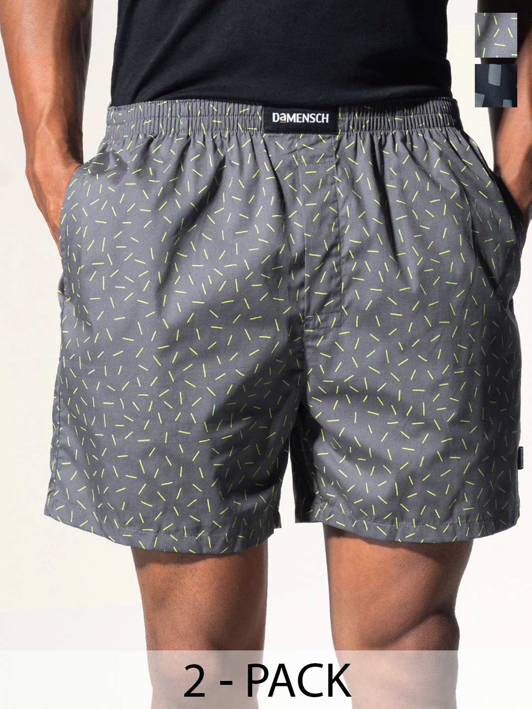 DAMENSCH Men Pack of 2 Printed Ultra-Light Cotton Regular Fit Boxer Shorts