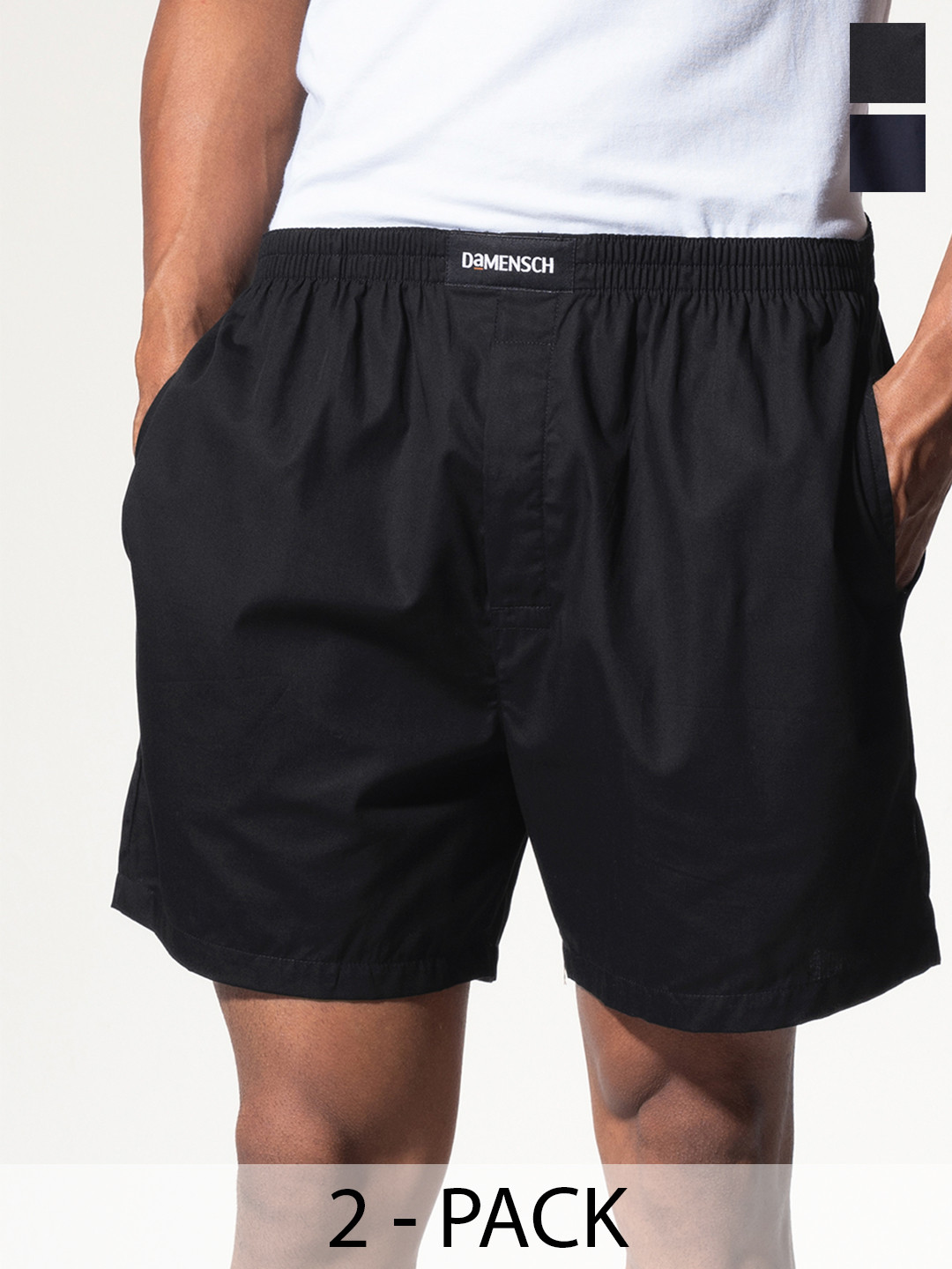 DAMENSCH Men Breeze Pack of 2 Solid Ultra-Light Cotton Boxer Shorts DAM-SLD-LBX-CE-CLB-CAB