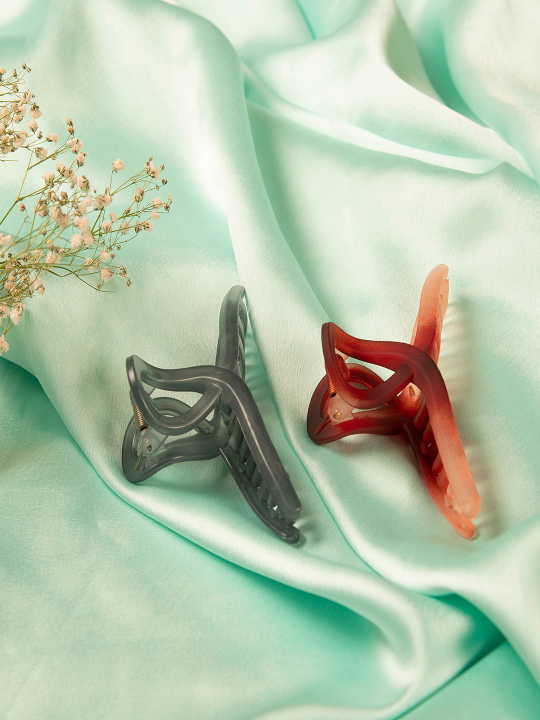Jewelz Women Red & Grey Set of 2 Claw Clip