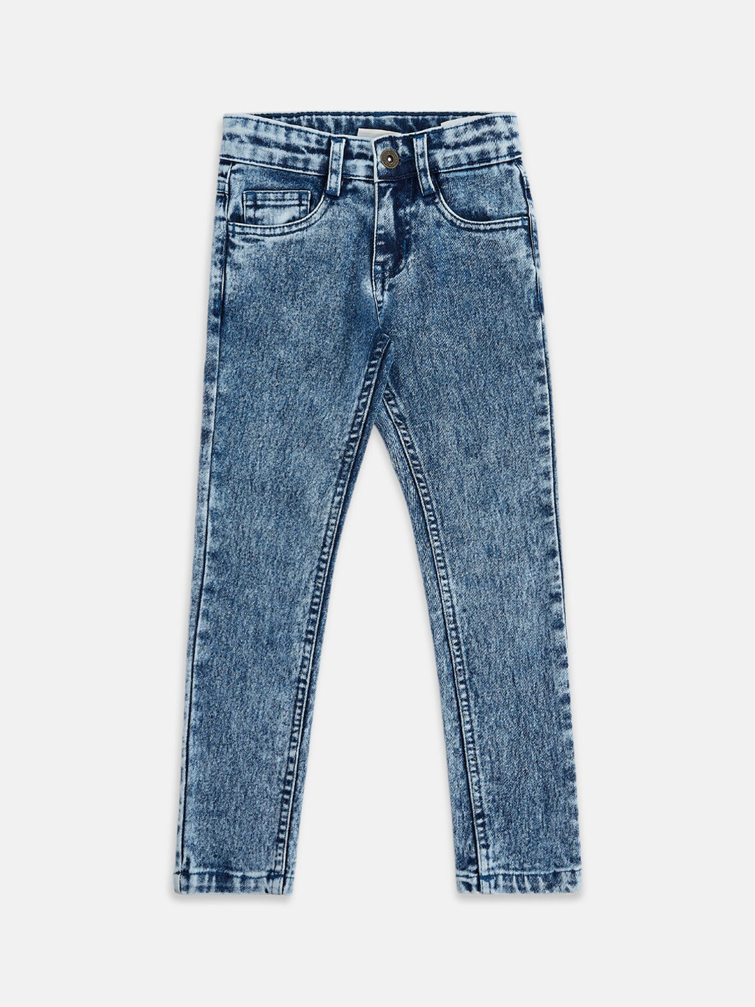 Pantaloons Junior Boys Blue Heavy Fade Acid Wash Jeans