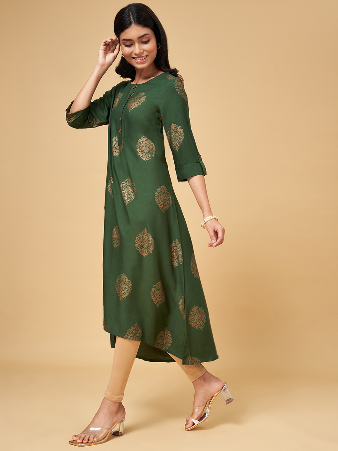 YU by Pantaloons Round Neck A-Line High-Low Kurta