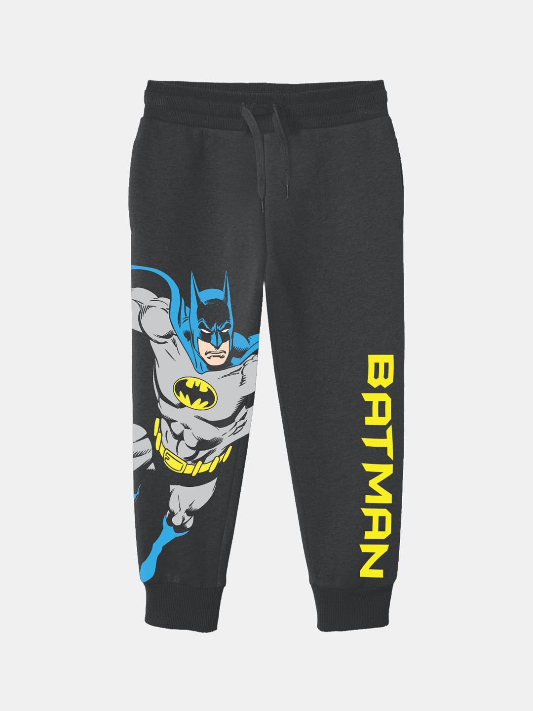 BONKIDS Boys Charcoal Batman Printed Cotton Joggers