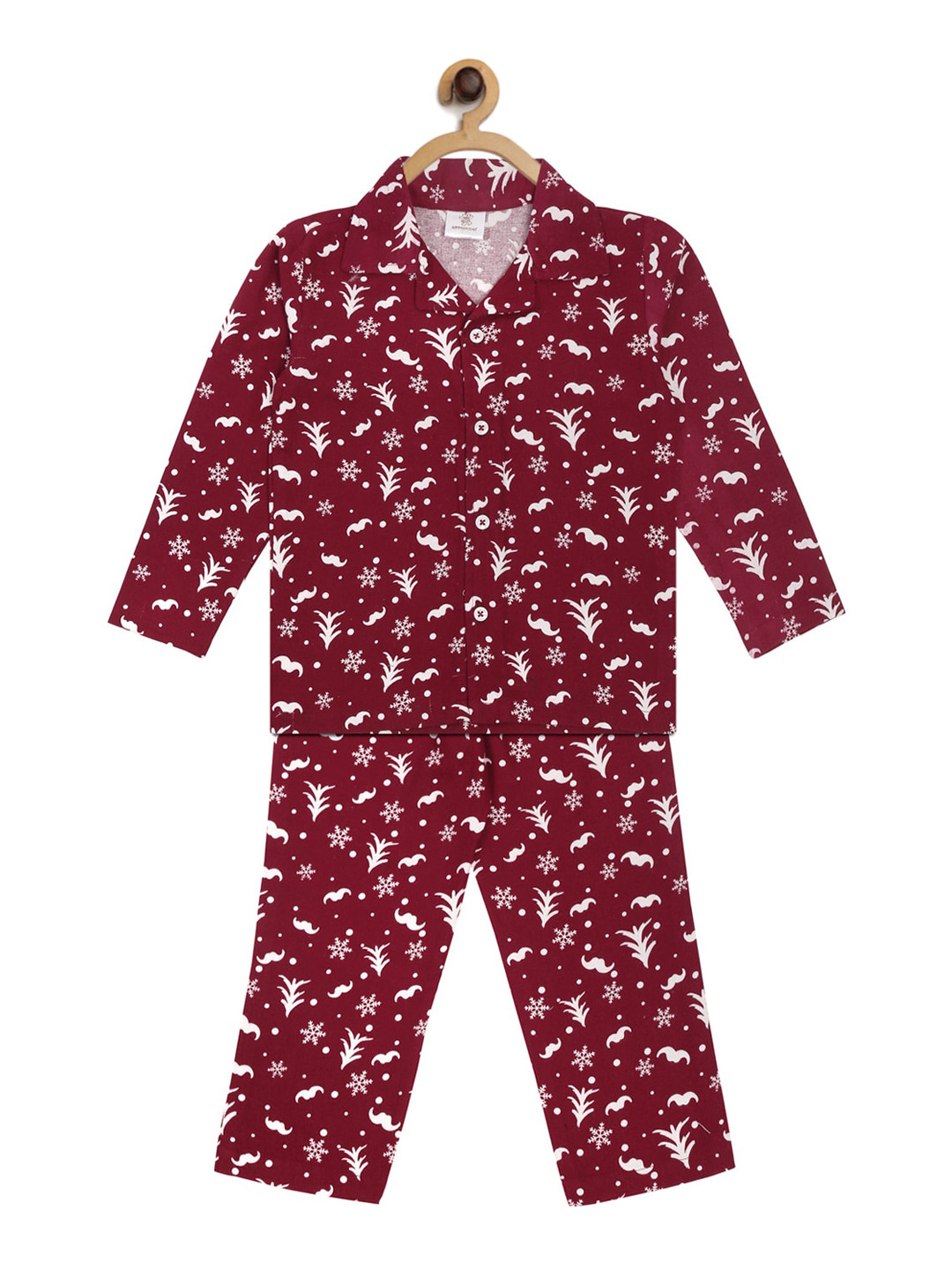 Hippodrome Kids Red & White Christmas Santa Claus Snowflake Flannel Pure Cotton Night suit
