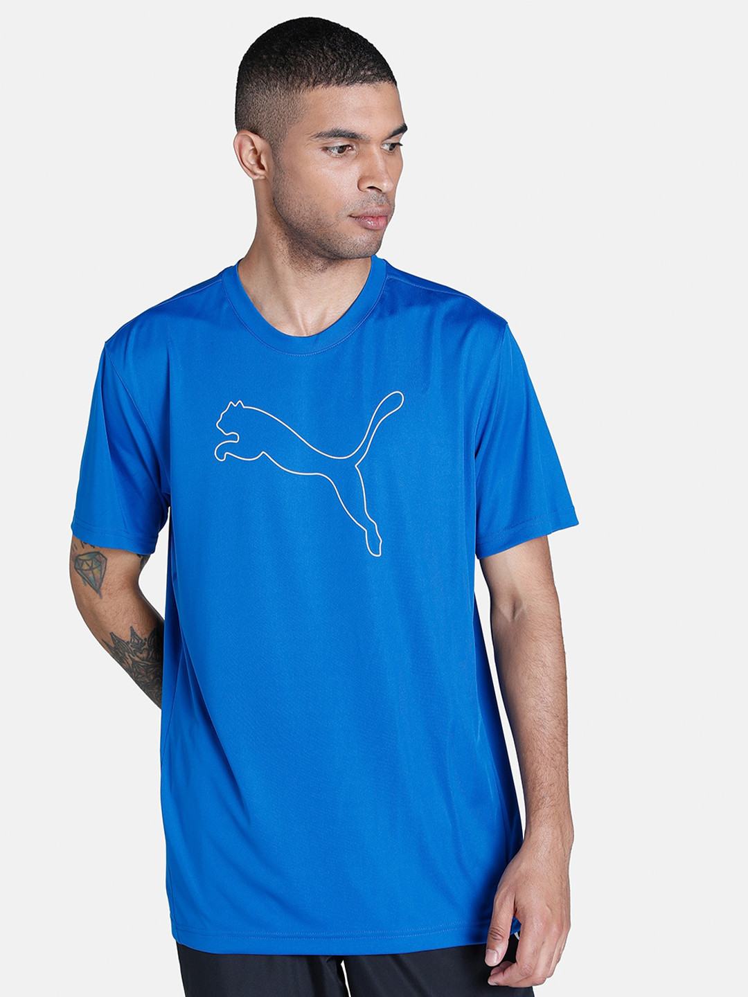 Puma Men Blue Performance Cat Printed T-shirt
